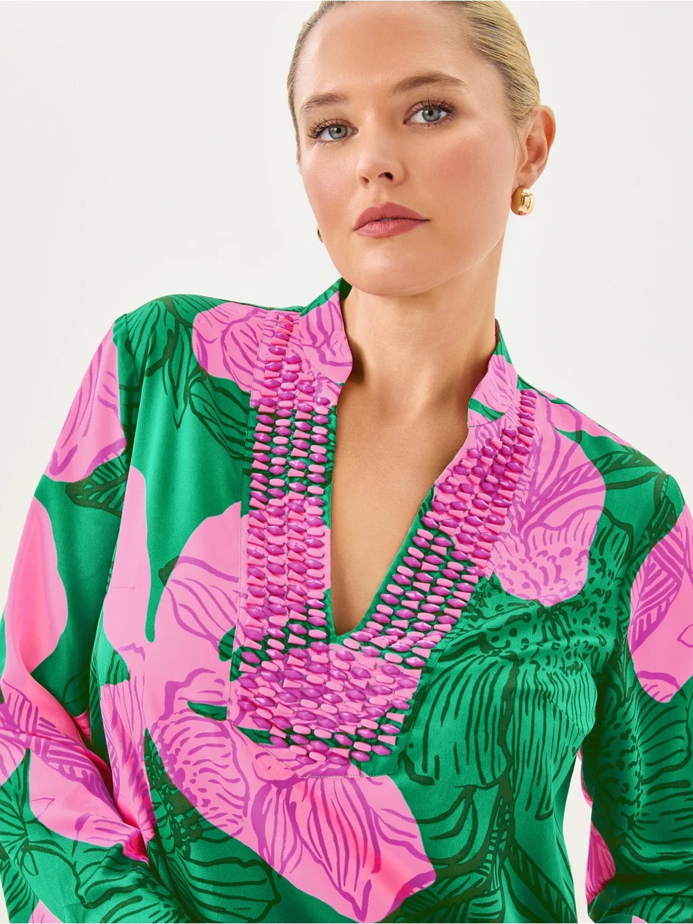 EUC Lilly Pulitzer Irella Caftan Dress Kitts Green Oversized Sunset Shadows - Picture 3 of 6